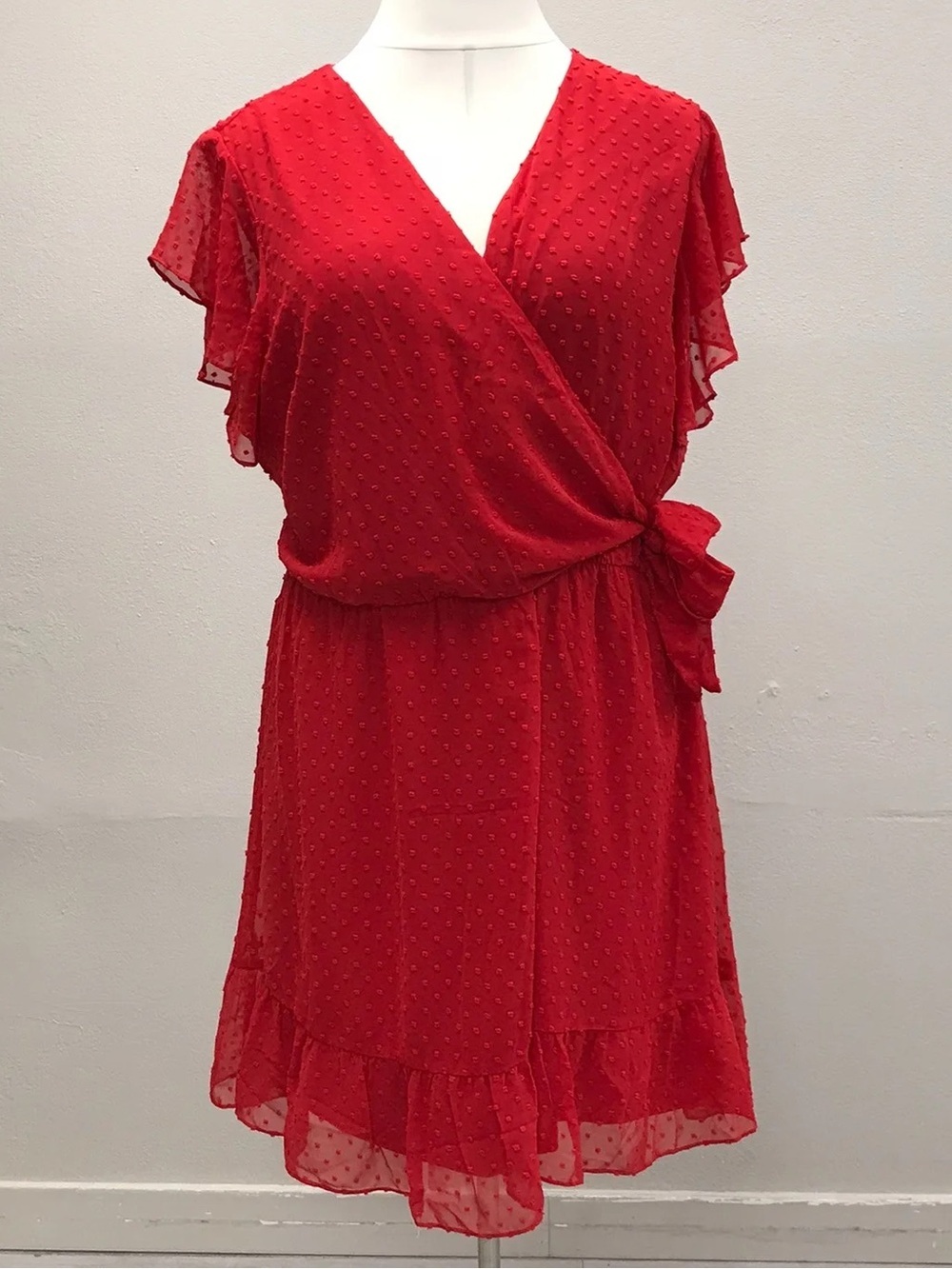 City Chic Red Faux Wrap Dress - Size 24